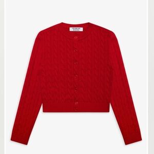 Frankie's Bikinis Dudley Cable Knit Cardigan Red